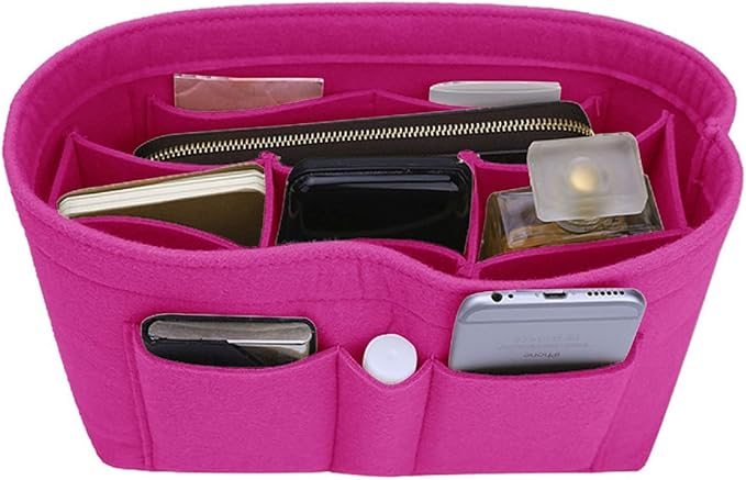 ZTUJO Purse Organizer Insert, Felt Bag Organizer For Handbag Purse Organizer,13 Colors, 6 Size (Medium, Rose)