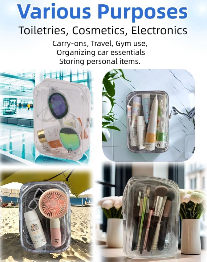 2 Packing Cubes 1 Quart Size Travel Bag TSA Approved Toiletry Bag Clear Small Purse Pouch International Long Flight Must Haves for Toiletries Makeup Liquids Airplane Europe Vacation Essentials