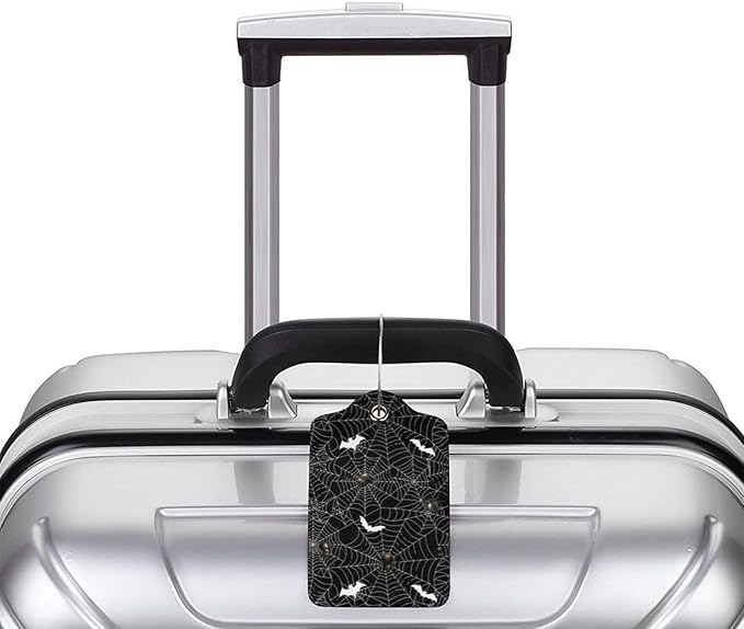 Halloween Luggage Tags Set of 2 Leather Stainless Steel Loop Label Tag for Travel Bag Suitcase