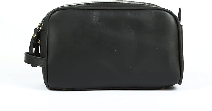 KomalC Travel Toiletry Bag – Premium Leather Dopp Kit for Men & Women with Water-Resistant Lining & Spacious Zippered Organizer