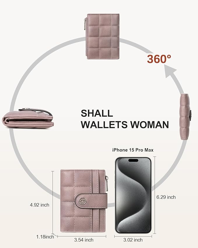 BOSTANTEN Small Wallet for Women Leather RFID Blocking Card Holder Bifold Compact Wallets With Zipper Coin Pocket Purple