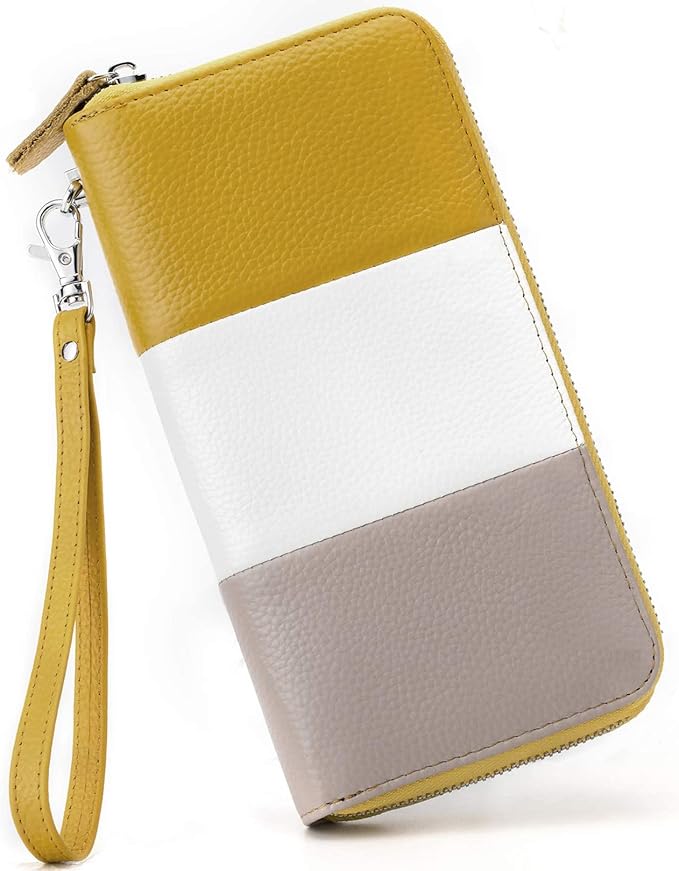 Moflycom Womens Wallet RFID Blocking Genuine Leather Multi Credit Card Large Capacity Zip Around Clutch Travel Purse Wristlet