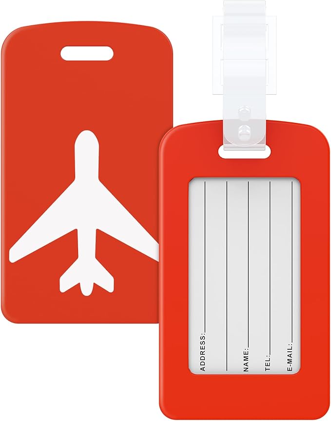 2 Pack Silicone Luggage Tag with Name ID Card Perfect to Quickly Spot Luggage Suitcase, TSA Approved, Luggage Identifiers for Suitcases and Bags, Privacy Protection Travel Suitcase Tags