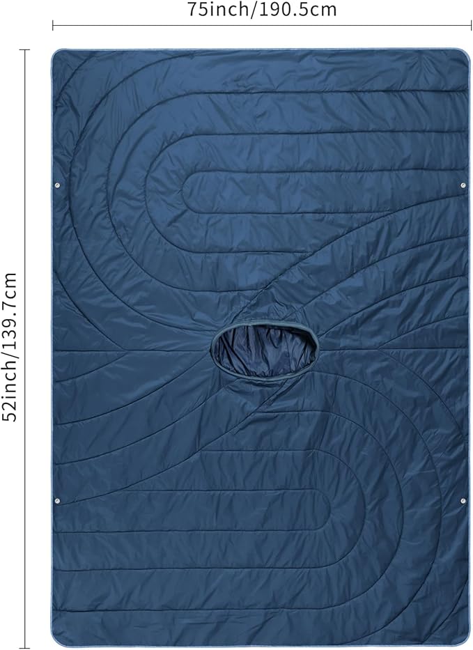 Camping Blanket,Hoodie Blankets Poncho Outdoor Waterproof Windproof Warm Durable & Portable for Stadium, Concerts, Car,Travel, Beach, Picnic, Grass,75 * 53 inch
