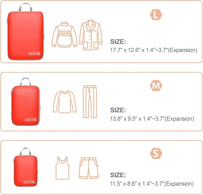 Cambond Compression Packing Cubes for Travel - Lightweight Expandable Travel Bags Luggage Organizers Travel Essentials Compression Cubes for Travel Space Saver for Carry on Suitcases Organizer