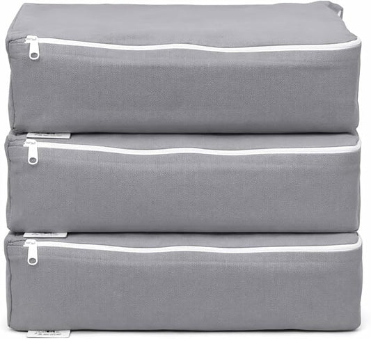 Packing Cubes Bag Pure Canvas Travel Organizers (13"x10"x3") with Durable YKK Zippers for Clothes, Shoes & Luggage Storage (Set of 3 (Medium), Gray)