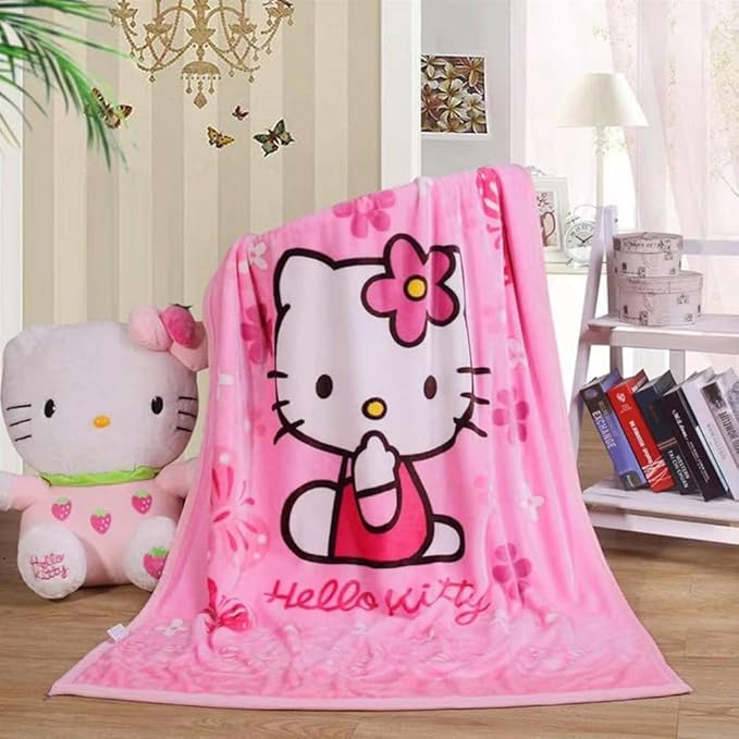 SIKYUCOR Cartoon Printing Throw Blanket for Girls Kids Adults, 40""x55"", All Seasons Flannel Fleece Blanket, Soft & Warm Plush Blankets for Couch Sofa Bed Camping Travel (pink 1)