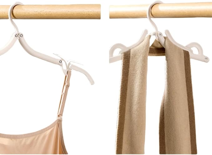 20Pcs Travel Hangers Space Saving Portable Folding Coat Hangers Travel Accessories Essentials for Traveling Camping Flying RV Cruises Suitcase Foldable Clothes Drying Rack (White)
