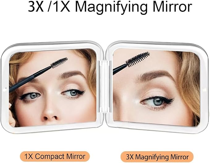 CYHTSHFZ Small Compact Mirror for Purse,5X/1X Travel Magnifying Mirror for Women, Makeup Mirror for Girls, Portable Ultra Slim Pocket Mirror（Pink）