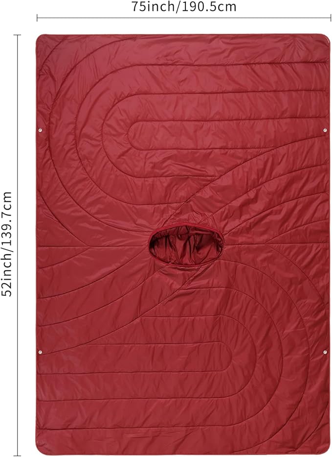Camping Blanket,Hoodie Blankets Poncho Outdoor Waterproof Windproof Warm Durable & Portable for Stadium, Concerts, Car,Travel, Beach, Picnic, Grass,75 * 56 inch