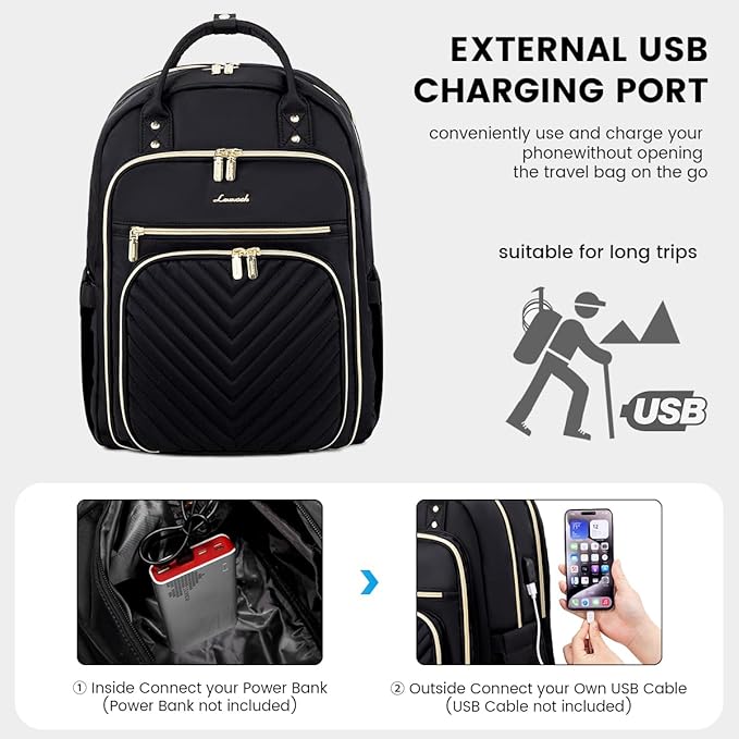 LOVEVOOK Laptop Backpack for Women, Water Resistant Travel Work Backpacks Purse Stylish Business Teacher Nurse Computer Bag with USB Charging Port