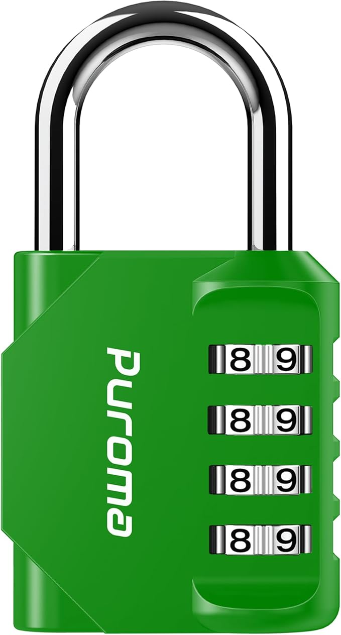 Puroma 1 Pack Combination Lock for Locker 4 Digit Outdoor Waterproof Padlock for School, Gym, Sports, Fence, Toolbox, Gate, Case, Outdoor, Hasp Storage, Cabinets (Green)