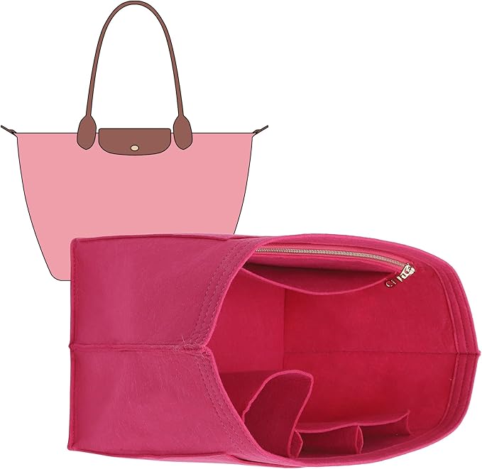Doxo Longchamp Organizer Insert Compatible with Le pliage Large Medium Small Mini and More(L,Rosy)