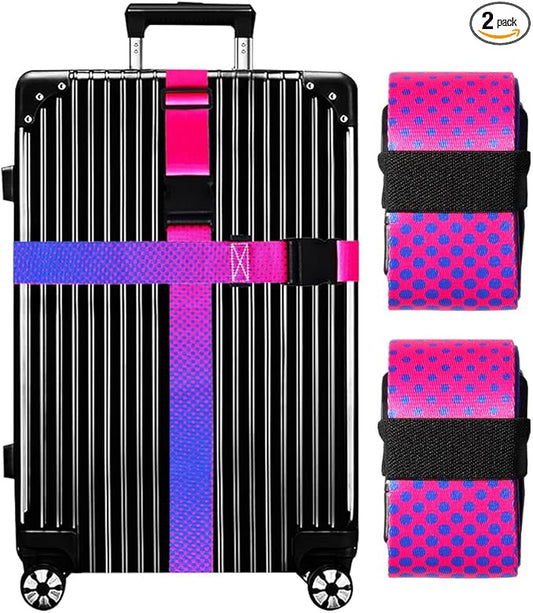 Luggage Straps for Suitcases TSA Approved-2 Pack Bright Personalized Luggage Belt Strap for Suitcase/Carry On Bag Luggage Accessories for Travel (Gradient)
