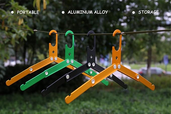 Hikeman Travel Hangers Metal Heavy Duty Folding Hangers for Wet Clothes Portable Space Saving Travel Accessories for Camping Cruise Hotel (3, Orange)