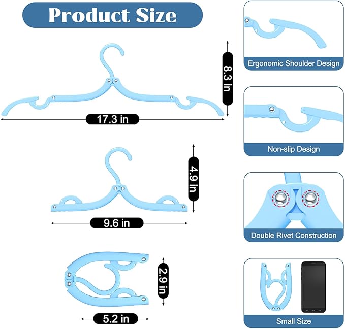 12 Pcs Portable Travel Hangers for Cruise Ship Essentials 2026, Plastic Folding Foldable Hangers Clothes Drying Rack Travel Accessories for Suitcase, RV, Camping, Flying, Hotel, Road Trip (Multi)
