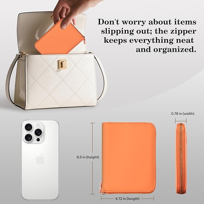 CoBak Passport Holder Cover with Safe Zipper Closure, Premium Passport Wallet for Travel, RFID Blocking Card Case, Waterproof Travel Accessories for Women, Grain Rose Gold