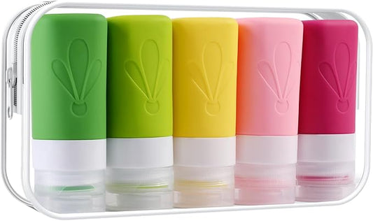 INSFIT Travel Bottles for Toiletries, TSA Approved 2oz Travel Size Toiletries, BPA Free Leak Proof Squeezable Silicone Tubes Travel Essentials for Shampoo Conditioner Lotion Soap