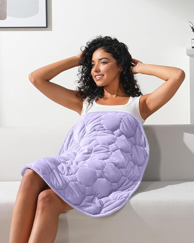 Kivik 7lbs Weighted Lap Blanket for Adults, Ultra Soft Weighted Lap Pad, Small Cozy Heavy Blankets for Sleeping & Relaxing, Machine Washable, Light Purple, 24 x 29 Inches