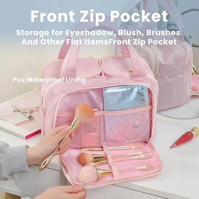 Toiletry Bag,Lightweight Travel Bag for Man and Women, Puffy Cosmetic Makeup Bag Organizer with Handle for Accessories,Essentials, Toiletries, Travel Small Bag (57hei)