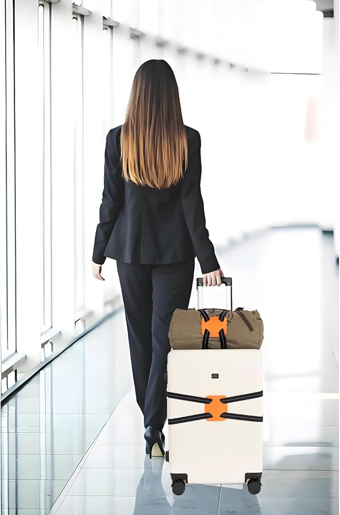 Luggage Straps for Suitcases,Luggage Straps Bag Bungees for Add a Bag Easy to Travel Suitcase Elastic Strap Belt (Black/Orange 1pcs)