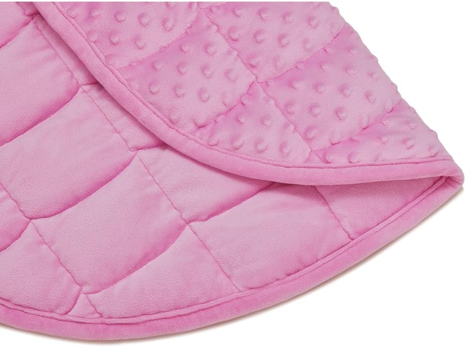 TONGDADA Weighted Lap Blanket 7lbs for Adult,Perfect for Relaxation, Lounging, Napping, Sleeping & Travel,Luxury Minky Weighted Body Blanket,Weighted Throw Blanket-Pink Minky Dot, 29" x 24"