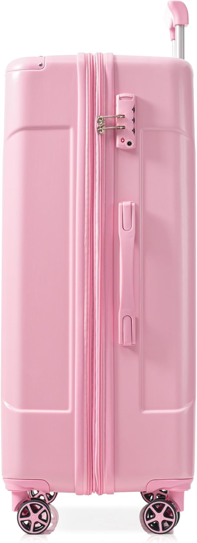 28 Inch Checked-Large Luggage, Lightweight ABS Hard Shell Suitcase with Spinner Wheels, Expandable Travel Luggage with Combination Lock & Side Hooks for Men Women, Pink