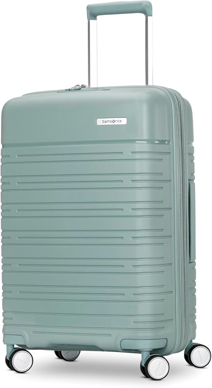 Samsonite Elevation Plus - Carry-On Hardside Luggage - Scratch Resistant Polypropylene Shell, RightHeight™ Adjustable Handle, Integrated AirTag Holder, TSA Lock, WetPak™ Compartment - Cypress Green