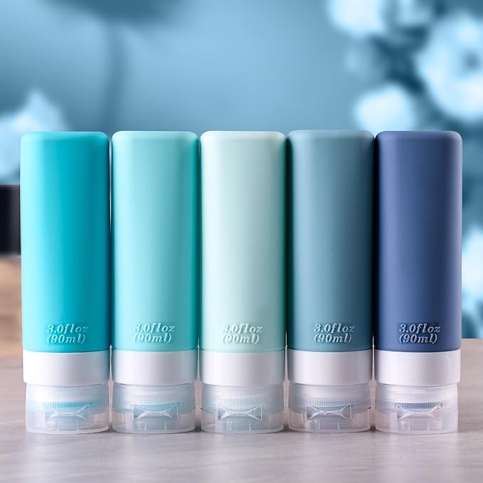 INSFIT Travel Bottles for Toiletries, TSA Approved 3oz Travel Size Toiletries, BPA Free Leak Proof Squeezable Silicone Tubes Travel Essentials for Shampoo Conditioner Lotion Soap