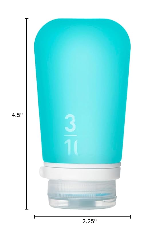 humangear GoToob+ (Large) | Refillable Silicone Travel Bottle | Locking Lid | Food-Safe Material | Aqua, Large (3.4 fl.oz.; 100ml)