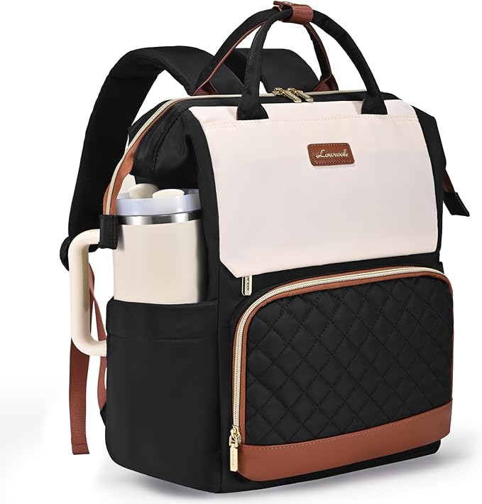 LOVEVOOK Laptop Backpack for Women with Giant Tumbler Holder Pocket, 15.6 inch Travel Work Bag Purse for Nurse Teacher, Waterproof Casual Daypack Bookbag for College Business
