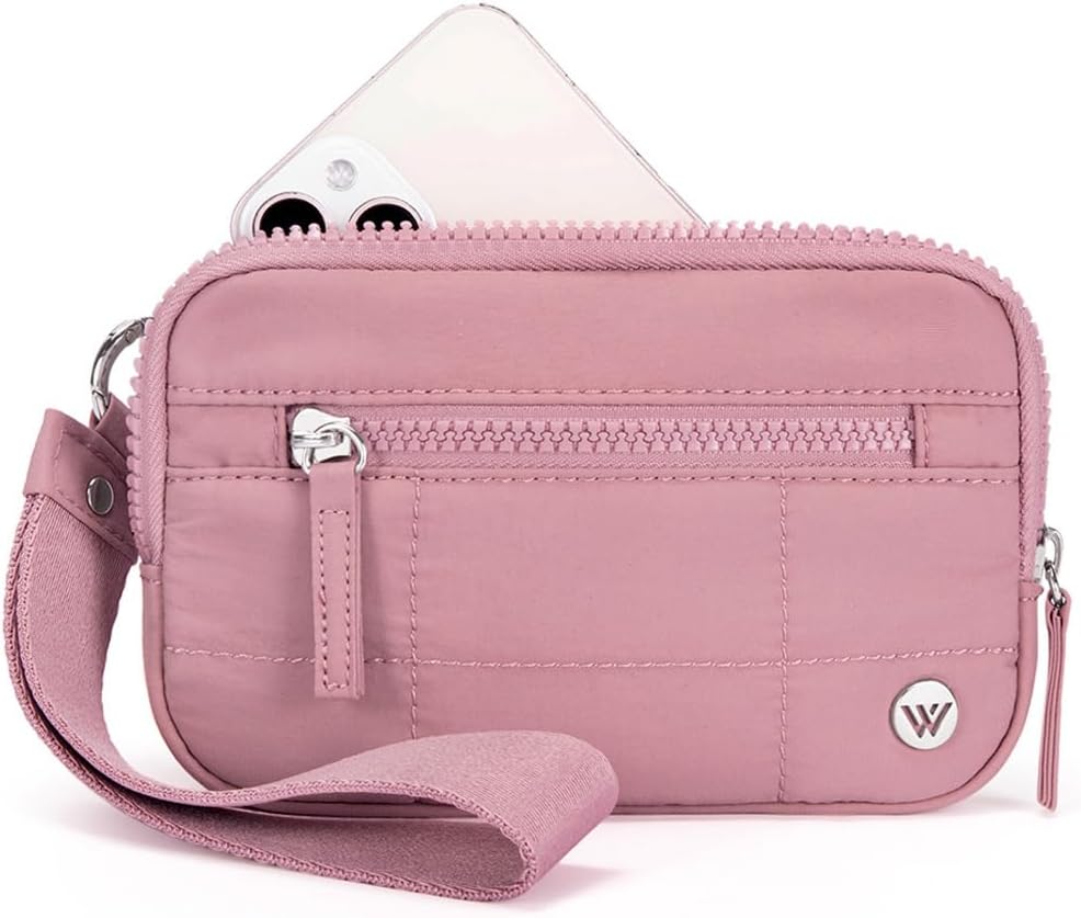WESTBRONCO Wristlet Wallets for Women – RFID Blocking Quilted Nylon Phone Wallet, Card Holder Purse for Travel & Everyday Use