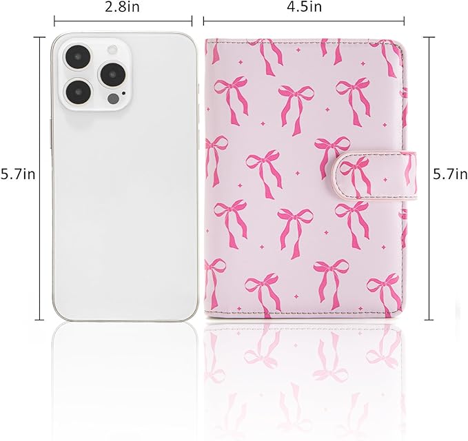 Passport Holder for Travel Essentials, RFID Blocking Passport Wallet Cover with Magnetic Closure, Passport Book Holders for Women and Men (Pink Bow)