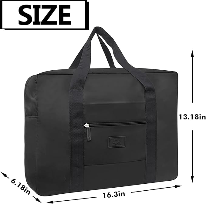 Travel Duffel Bag Lightweight Foldable Travel Bag for Women and Men Waterproof Tote Carry On Luggage Bag Weekender Overnight Bag (Black)