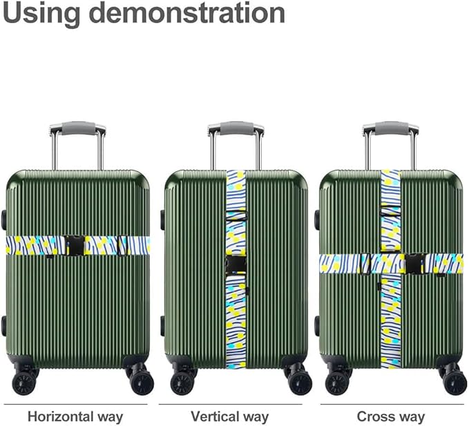 Luggage Straps for Suitcases TSA Approved Easy Pack Organized Suitcase Strap, Luggage Strap, Luggage Belt Strap, Bag Straps for Luggage. Buckle Straps Travel Accessories (Stripe)