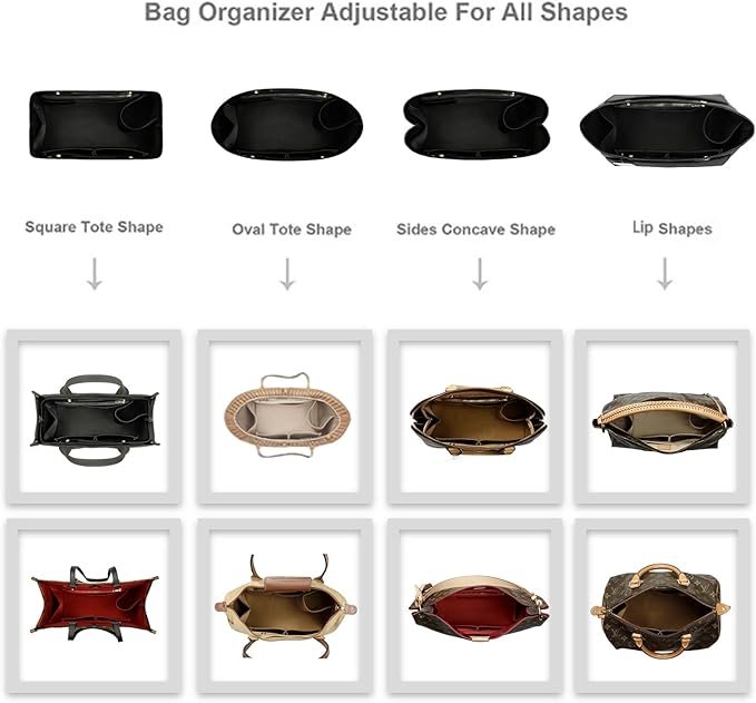 ZTUJO Purse Organizer Insert For Handbag & Tote Shaper,Tote Bag Organizer Insert For Speedy Neverful, 6 Sizes (Large,Silky Black)