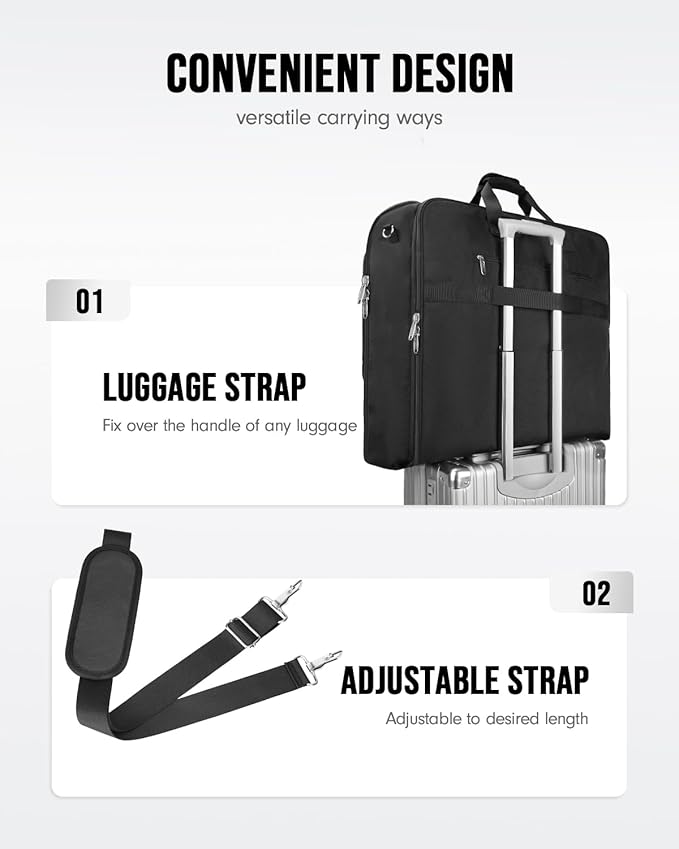 MATEIN Garment Bags for Travel, Large Double Layer Suit Bag Up to 6 Suits with Shoulder Strap, Foldable Carry On Garment Luggage for Hanging Clothes, Convertible Business Suitcase for Men Women, Black
