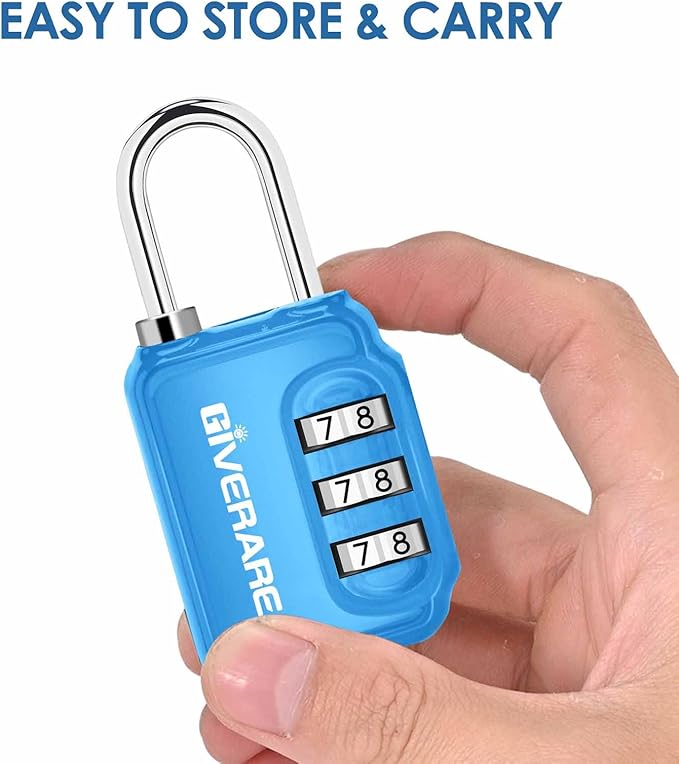 GIVERARE 2 Pack Combination Lock, 3-Digit Padlock Keyless, Resettable Luggage Locks for Backpack, Gym & School&Employee Locker,Weatherproof Travel Lock for Fence, Backyard Gate, Hasp, Case-Blue+Red