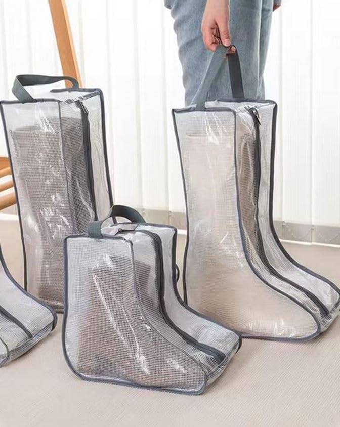 Portable 2 Pack Boots Storage, Tall Boots Storage/Protector Bag,Grey Portable waterproof storage bags are used for travel storage, under the bed, wardrobe, shoe cabinet and other home storage