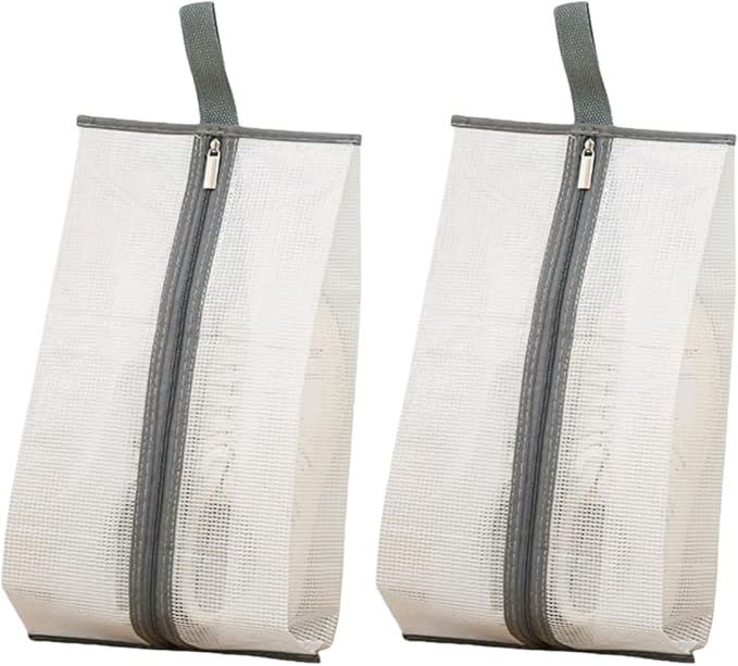 2 Pack Portable Water-Resistant Dust Proof Boot Storage Bags with Handle | Washable Shoe Bags for Travel & Closet Organizing(M)