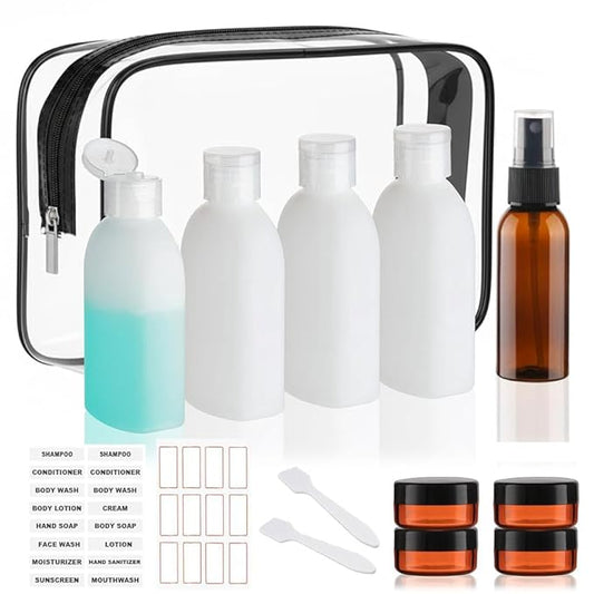 Travel Bottles for Toiletries 10 PCS 3.4oz TSA Approved Travel Shampoo Bottles Leak Proof Plastic Squeeze Bottle Small Cream Jars Refillable Spray Bottle for Shampoo Conditioner Toner