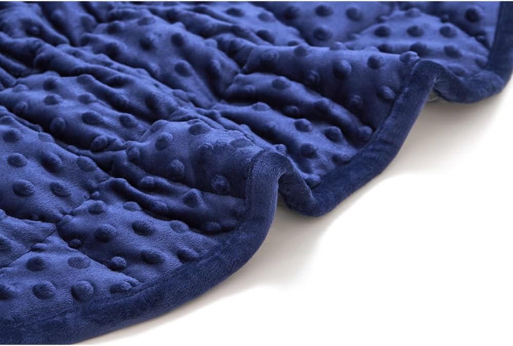 TONGDADA Weighted Lap Blanket 7lbs for Adult,Perfect for Relaxation, Lounging, Napping, Sleeping & Travel,Luxury Minky Weighted Body Blanket,Weighted Throw Blanket-Navy Minky Dot, 29" x 24"