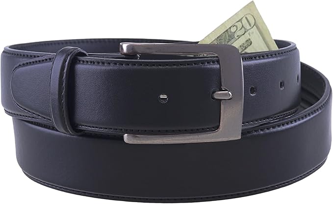 Thomas Bates Mens Deerfield Leather Money Belt Travel Zipper Pocket