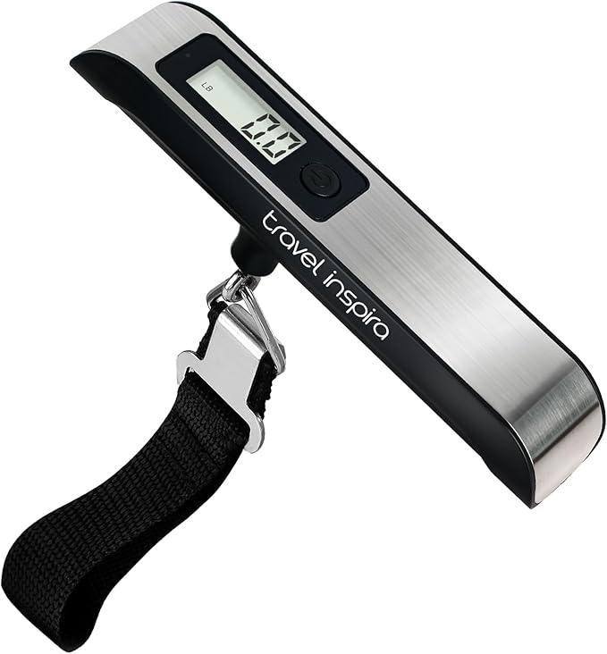 travel inspira Luggage Scale, Portable Digital Hanging Baggage Scale for Travel, Suitcase Weight Scale with Rubber Paint, 110 Pounds, Battery Included