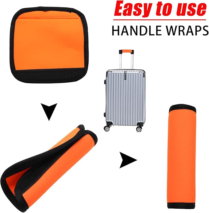 2pcs Luggage Handle Wraps For Suitcase- Soft Suitcase Handle Covers for Travel Accessories（ Orange,Bright Color for Suitcase Tags Identifiers ）