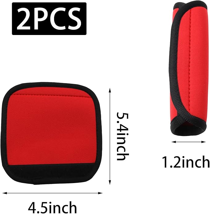 2pcs Red Luggage Handle Wraps for Suitcase- Soft Suitcase Handle Covers for Travel Accessories（ Bright Color for Suitcase Tags Identifiers）