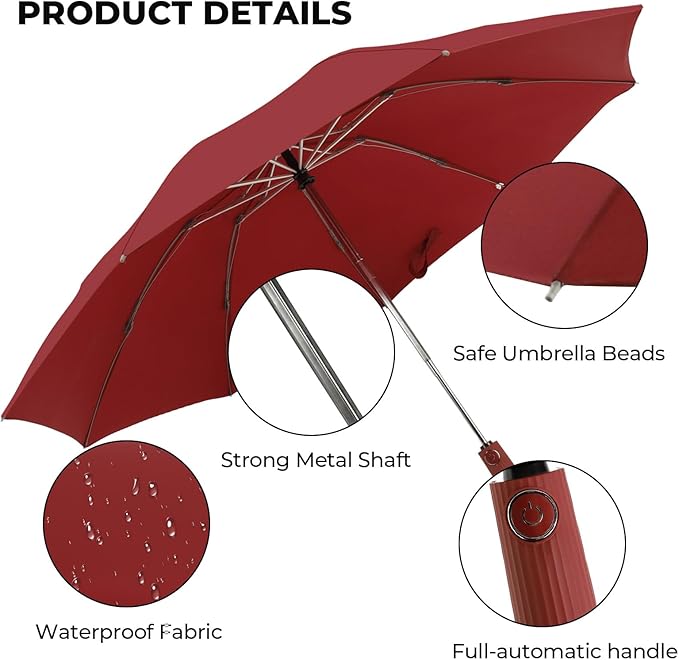 ZDSSM Compact Inverted Travel Umbrella, Automatic Open Close, 9-Rib 46 Inch Windproof Umbrella, Waterproof UPF 50+, Portable Umbrellas for Men, Women, Travel, and Daily Use