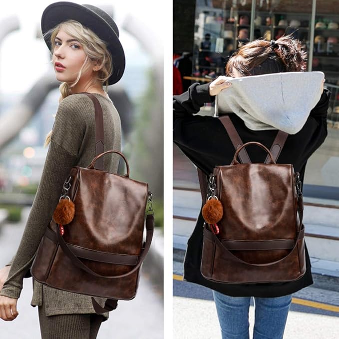 CHERUTY Women Backpack Purse PU Leather Anti-theft Casual Shoulder Bag Fashion Ladies Satchel Bags