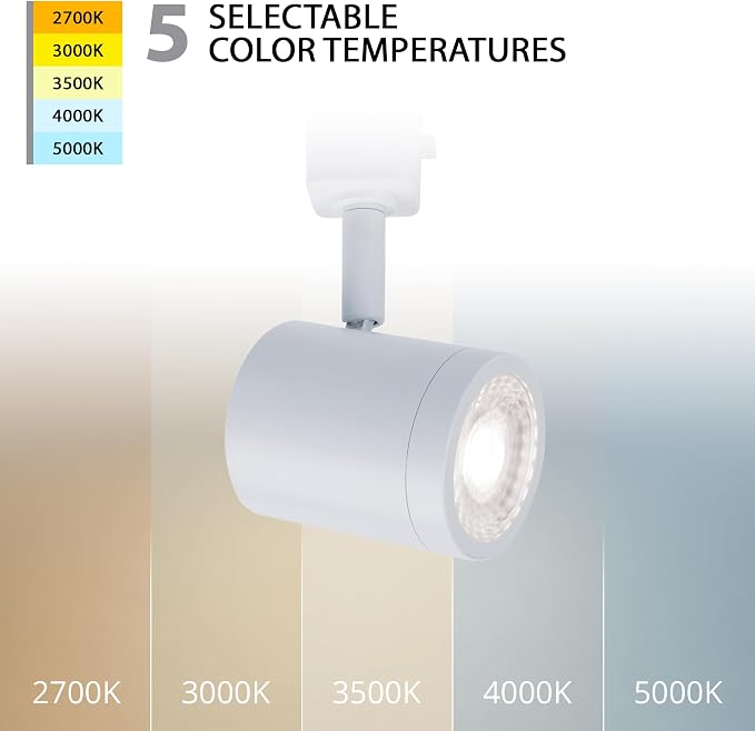 WAC Lighting Charge 8010 LED Adjustable Track Head 5-CCT Selectable 9W 865 Lumens Fully Dimmable in White for H-Style 3 Wire Track (Pack of 12)