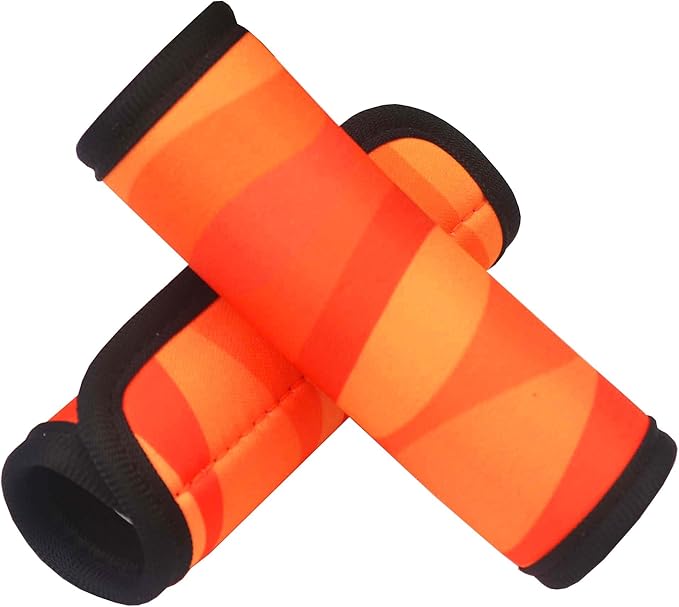 Luggage Handle Wrap 2 Pack Luggage Handle Wraps for Suitcase Bright Neoprene Luggage Handle Covers/Extender/Identifiers-Travel Accessories Must Haves (Orange(2.0)-2 Pack)
